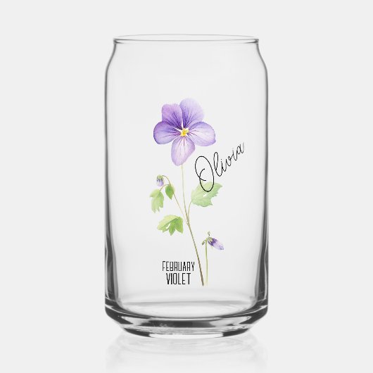 Geboorte Bloem Maand Februari Violet Naam Blikvorm Glas (Voorkant)