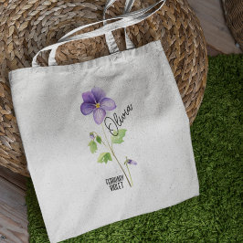 Geboorte Bloem Maand Februari Violet Naam Canvas t Tote Bag