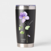 Geboorte Bloem Maand Februari Violet Naam Geïsoleerde Drinkbeker (Voorkant)