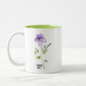 Geboorte Bloem Maand Februari Violet Naam Tweekleurige Koffiemok (Links)