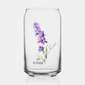 Geboorte Bloem Maand Juli Delphinium Naam Blikvorm Glas (Voorkant)