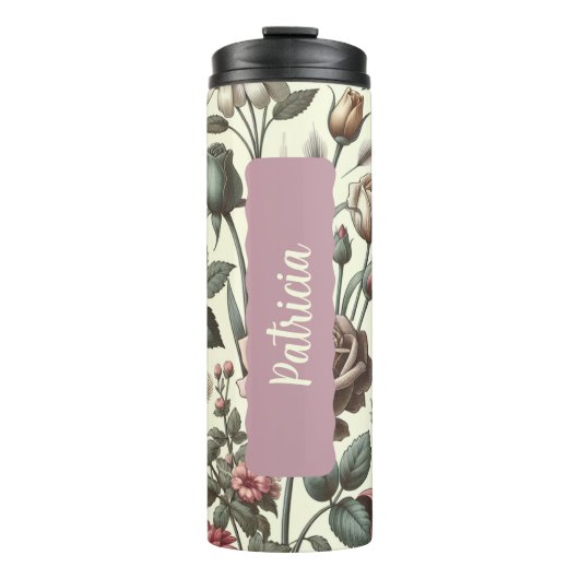 Geboorte Bloem Maand Juni Roos gepersonaliseerd Thermosbeker (Voorkant)