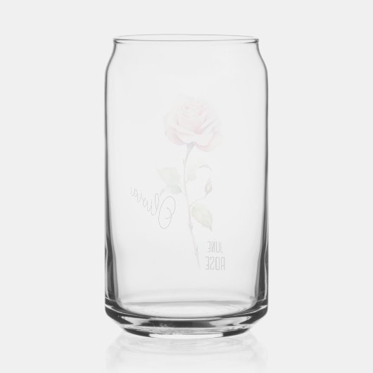 Geboorte Bloem Maand Juni Roos Naam Blikvorm Glas (Achterkant)