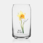 Geboorte Bloem Maand Maart Daffodil Naam Blikvorm Glas (Voorkant)