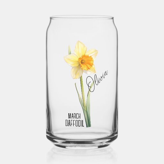 Geboorte Bloem Maand Maart Daffodil Naam Blikvorm Glas (Voorkant)