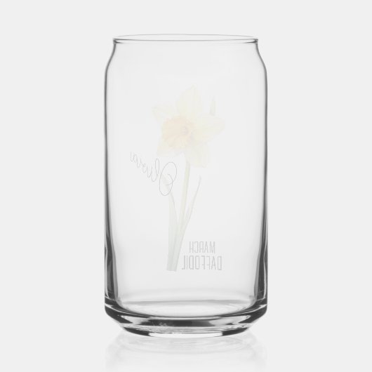 Geboorte Bloem Maand Maart Daffodil Naam Blikvorm Glas (Achterkant)