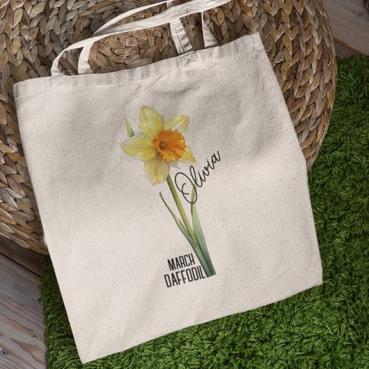 Geboorte Bloem Maand Maart Daffodil Naam Canvas ta Tote Bag