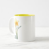 Geboorte Bloem Maand Maart Daffodil Naam Tweekleurige Koffiemok (Voorkant links)
