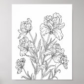 Geboorte bloem maand minimalistische inkt poster (Voorkant)