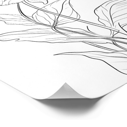 Geboorte bloem maand minimalistische inkt poster (Hoek)