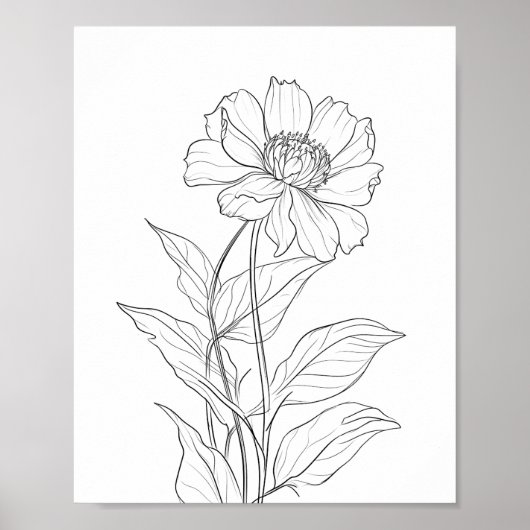 Geboorte bloem maand minimalistische inkt poster (Voorkant)