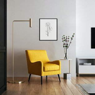 Geboorte bloem maand minimalistische inkt poster