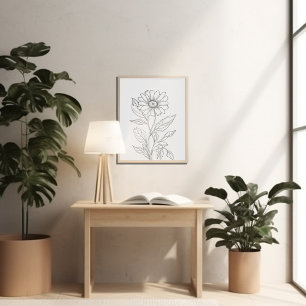 Geboorte bloem maand minimalistische inkt poster