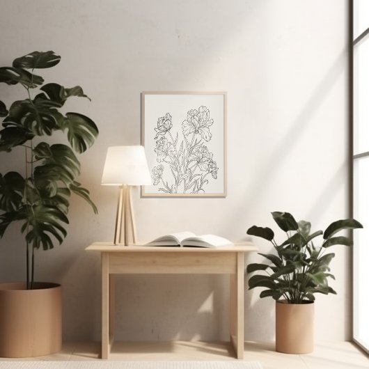 Geboorte bloem maand minimalistische inkt poster