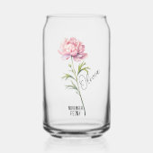 Geboorte Bloem Maand November Peony Naam Blikvorm Glas (Voorkant)