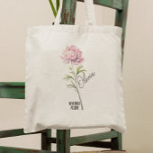 Geboorte Bloem Maand November Peony Naam Canvas ta Tote Bag
