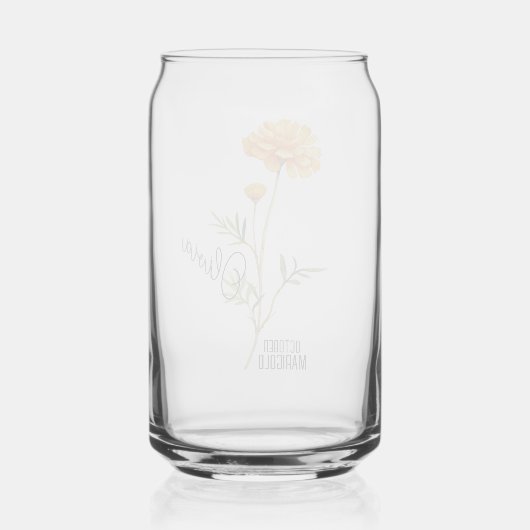 Geboorte Bloem Maand Oktober goudsbloem Naam Blikvorm Glas (Achterkant)
