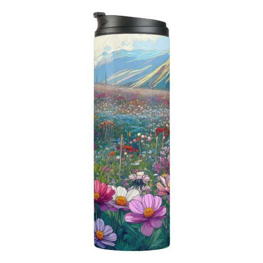 Geboorte Bloem Maand September Aster Gepersonalise Thermosbeker (Geroteerd rechts)