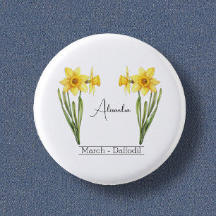 Geboorte Bloem Maart Daffodil Ronde Button 3,2 Cm