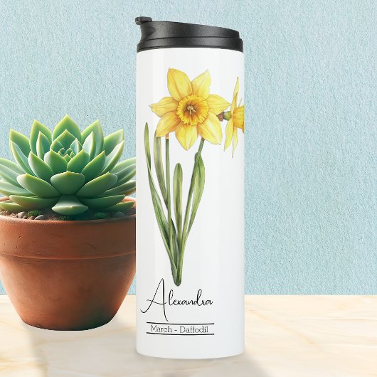 Geboorte Bloem Maart Daffodil Thermische Tumbler Thermosbeker