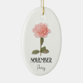 Geboorte Bloem NOVEMBER Verjaardag Pioen Roze Keramisch Ornament (Rechts)