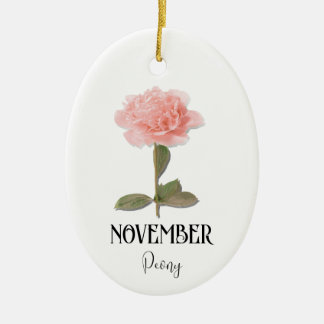 Geboorte Bloem NOVEMBER Verjaardag Pioen Roze Keramisch Ornament