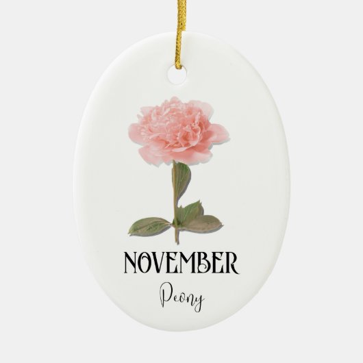 Geboorte Bloem NOVEMBER Verjaardag Pioen Roze Keramisch Ornament (Voorkant)