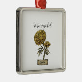 Geboorte Bloem OKTOBER Verjaardag goudsbloem Metalen Ornament (Rechts)