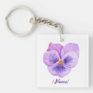 Geboorte Bloem Pansies Vakantie cadeau Sleutelhanger