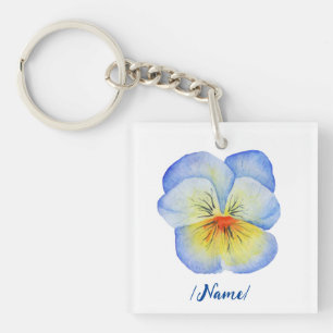 Geboorte Bloem Pansies Viola Vakantie cadeau Sleutelhanger