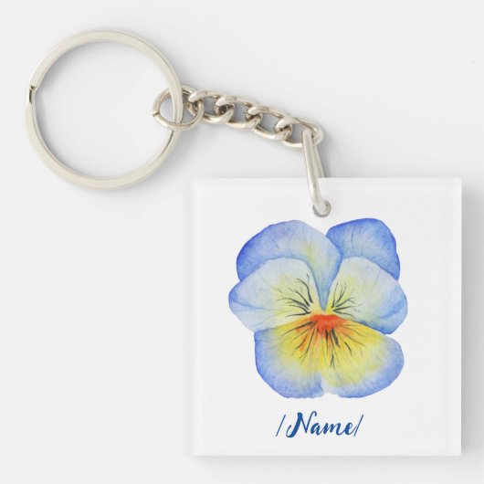 Geboorte Bloem Pansies Viola Vakantie cadeau Sleutelhanger (voorkant)