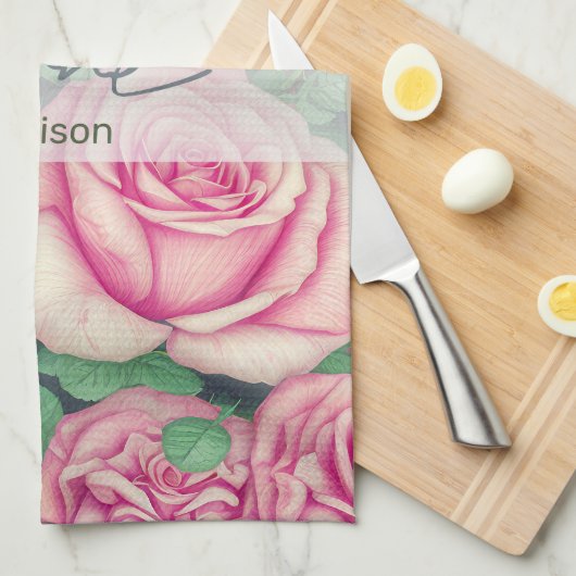 Geboorte Bloem Roos Juni Theedoek (Quarter Fold)