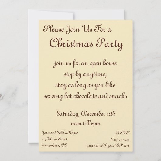 Geboorte, de Uitnodiging van het Kerstmisfeest (Achterkant)