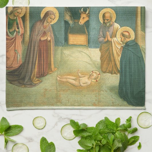 Geboorte door Fra Angelico Theedoek (Gevouwen)