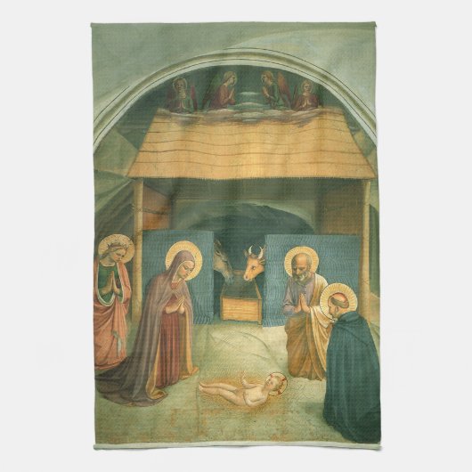 Geboorte door Fra Angelico Theedoek (Verticaal)