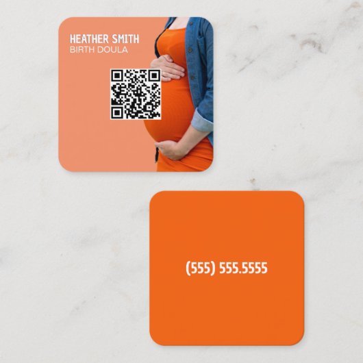 Geboorte Doula Custom QR Vierkante Visitekaartje (Voorkant / Achterkant)