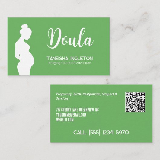 Geboorte Doula Custom QR Visitekaartje (Voorkant / Achterkant)
