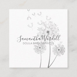 Geboorte doula of vroedvrouw bloemenillustratie vierkante visitekaartje