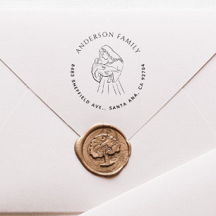 Geboorte Elegante kerst familie retour adres Rubberstempel