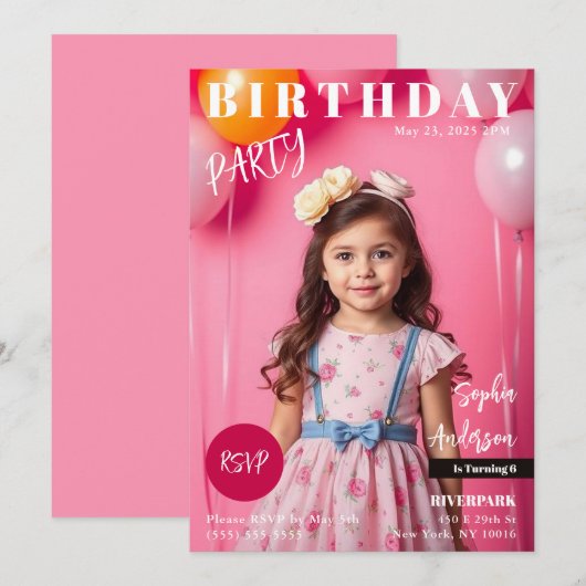 Geboorte Feest Magazijn Omslag Kaart (Voorkant / Achterkant)