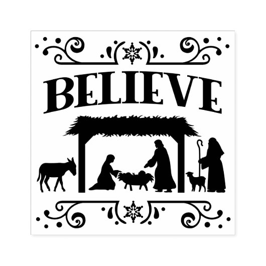 Geboorte Geloof Kerstmis inkt Rubberstempel (Afrduk)