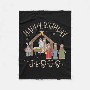 Geboorte Gelukkige Verjaardag Jezus Kerstmis Geboo Fleece Deken