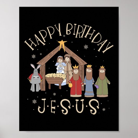 Geboorte Gelukkige Verjaardag Jezus Kerstmis Geboo Poster (Voorkant)