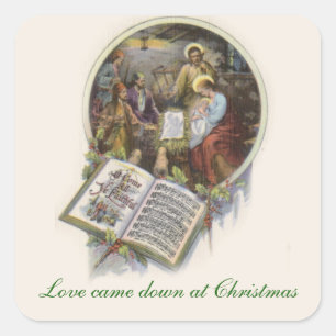 Geboorte Gezegende Moeder Baby Jesus Muziek Vierkante Sticker