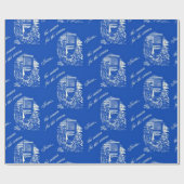 Geboorte Glas in lood - Blauw Cadeaupapier (Vlak)