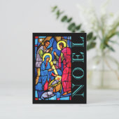 Geboorte Glas in lood NOEL met Lam en Herder Feestdagenkaart (Staand voorkant)