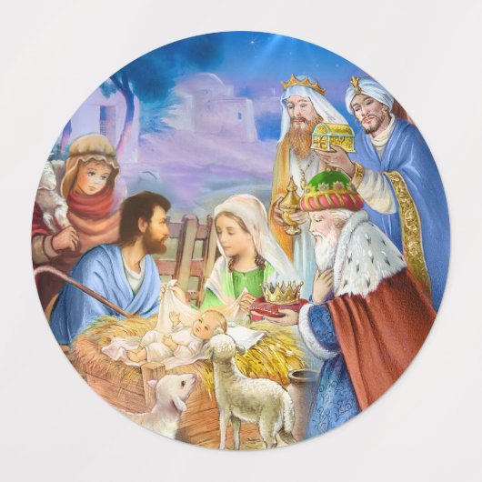 Geboorte, heilige nacht labels (Design 2)