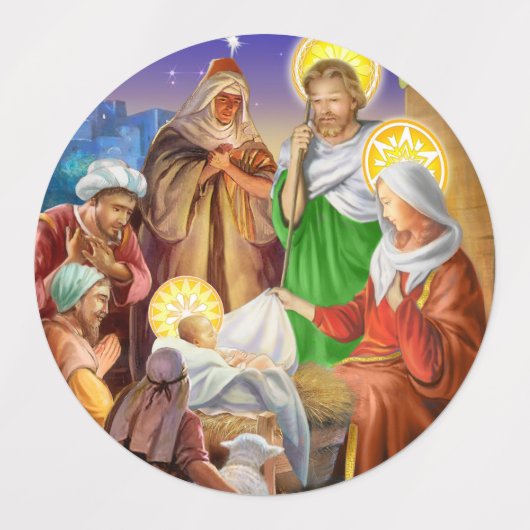 Geboorte, heilige nacht labels (Design 1)