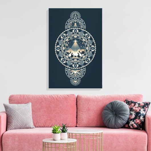 Geboorte Heilige Ster van Wonder Siermandala Canvas Afdruk (Insitu (Woonkamer))