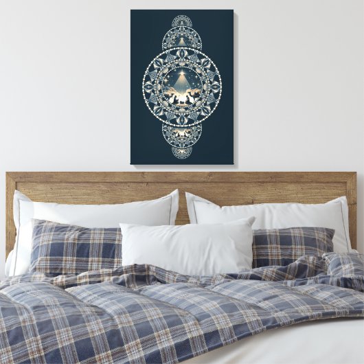 Geboorte Heilige Ster van Wonder Siermandala Canvas Afdruk (Insitu (Slaapkamer))